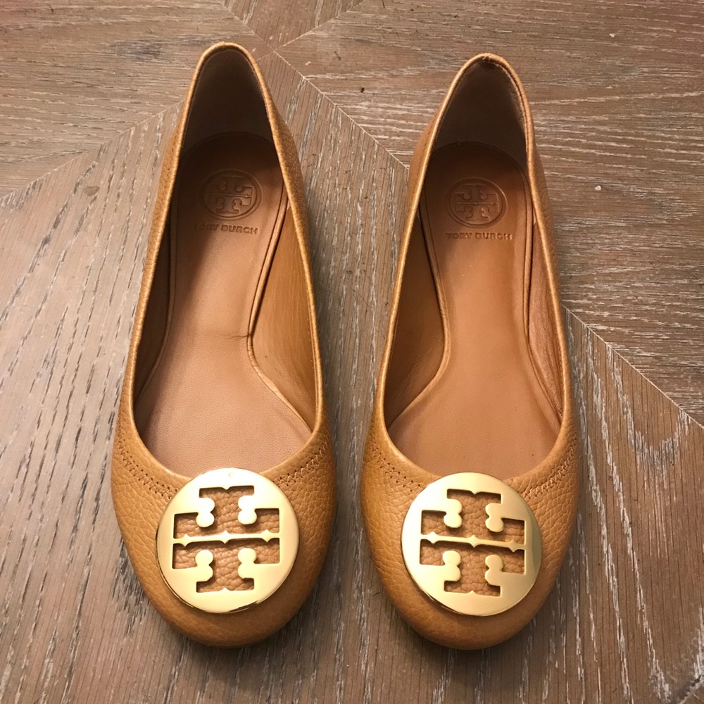 Tan Tory Burch flats.